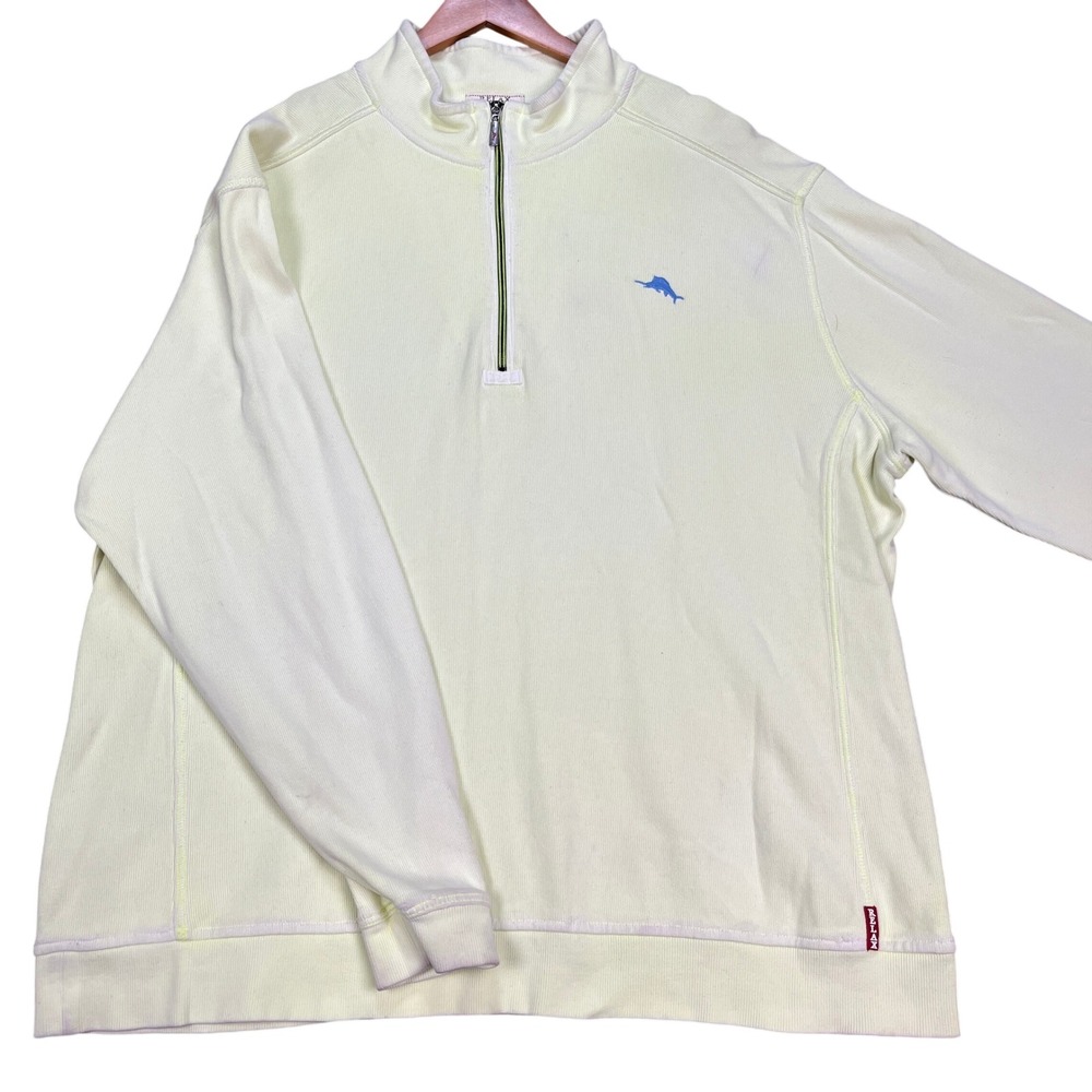 Tommy Bahama Pullover Mens XXL Mint‎ Green Long Sleeve Quarter Zip Ribbed Relax